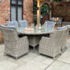 Wentworth Rattan Ellipse Highback Comfort Garden Dining Set with 6 Chairs & Cushions)