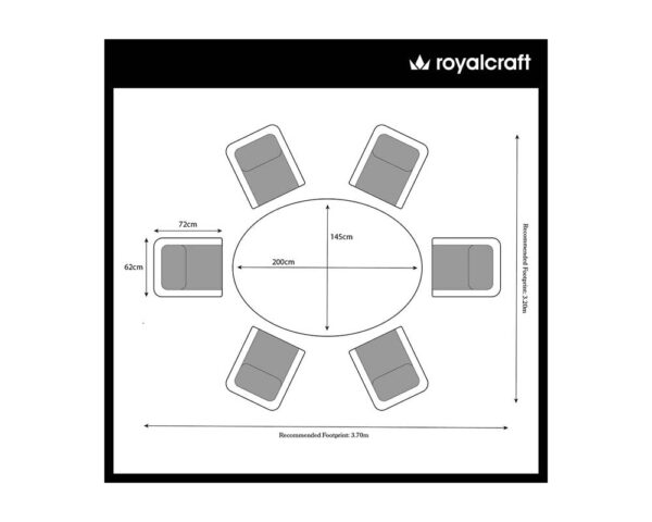Wentworth Rattan Ellipse Imperial Garden Dining Set with 6 Chairs & Cushions - Image 8