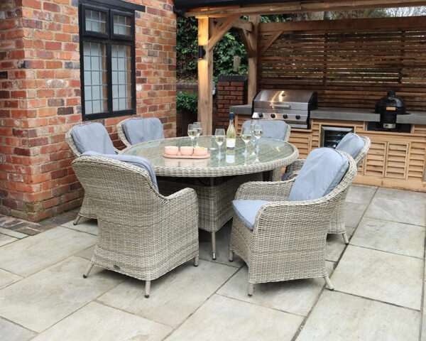 Wentworth Rattan Ellipse Imperial Garden Dining Set with 6 Chairs & Cushions