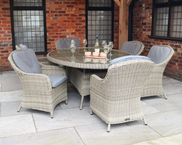 Wentworth Rattan Ellipse Imperial Garden Dining Set with 6 Chairs & Cushions - Image 3