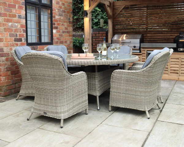 Wentworth Rattan Ellipse Imperial Garden Dining Set with 6 Chairs & Cushions - Image 4