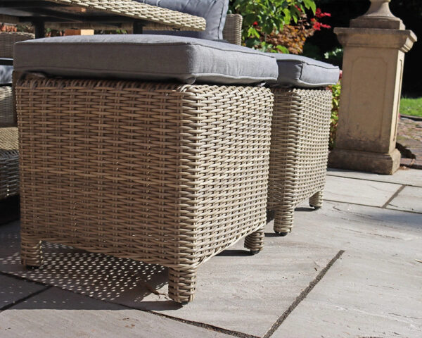 Wentworth Rattan Garden Dining Set with Sofa, 2 Armchairs, 2 Stools & Height Adjustable Table - Image 4