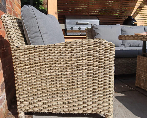 Wentworth Rattan Garden Dining Set with Sofa, 2 Armchairs, 2 Stools & Height Adjustable Table - Image 5