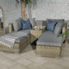 Wentworth Rattan Multi Setting Relaxer Garden Lounge Set - 2 x Ottoman Seats, Side Table & Cushions