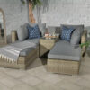 Wentworth Rattan Multi Setting Relaxer Garden Lounge Set - 2 x Ottoman Seats, Side Table & Cushions