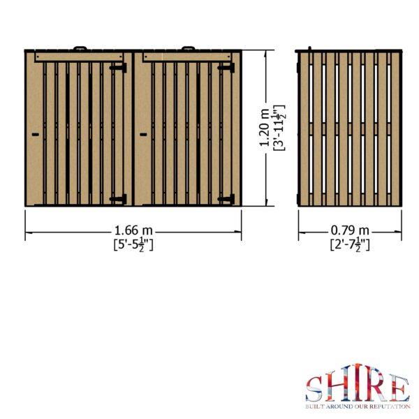 Shire Wooden Double Wheelie Bin Store - Image 4